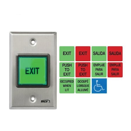 Rci RCI: 972-L-ES-MO-32D All-In-One English/Spanish Illuminated Pushbutton - Momentary RCI-R972LESMO9